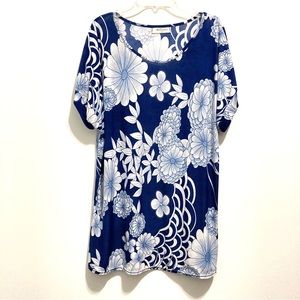 Ace Fashion Women’s Summer Floral Navy Blue Top, size 2X
